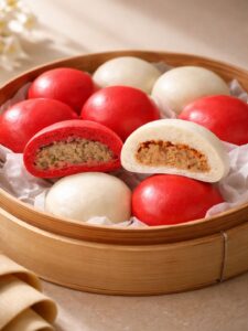 お祝いの引き出物・縁起物に最適な人気の松阪牛入り紅白肉まん🎊