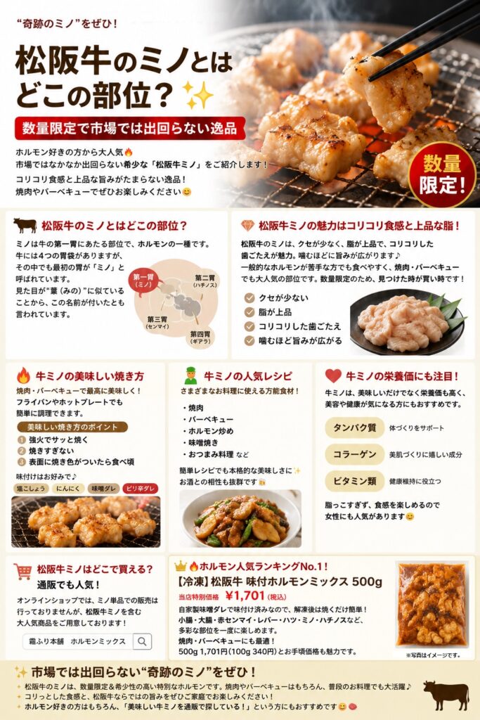 松阪牛のミノとはどこの部位？✨数量限定で市場では出回らない逸品