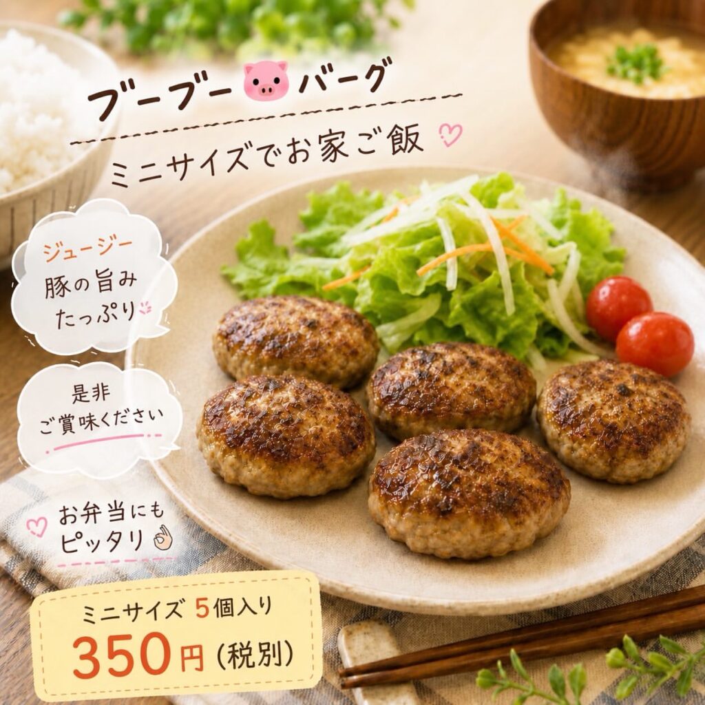 お弁当やおかずの一品におすすめミニサイズ✨「ブーブーハンバーグ」